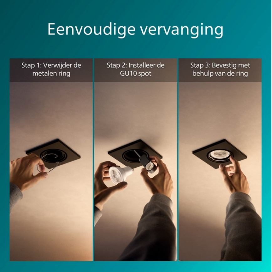 Philips - Вградено осветително тяло PERIDOT 1xGU10/7W/230V черно