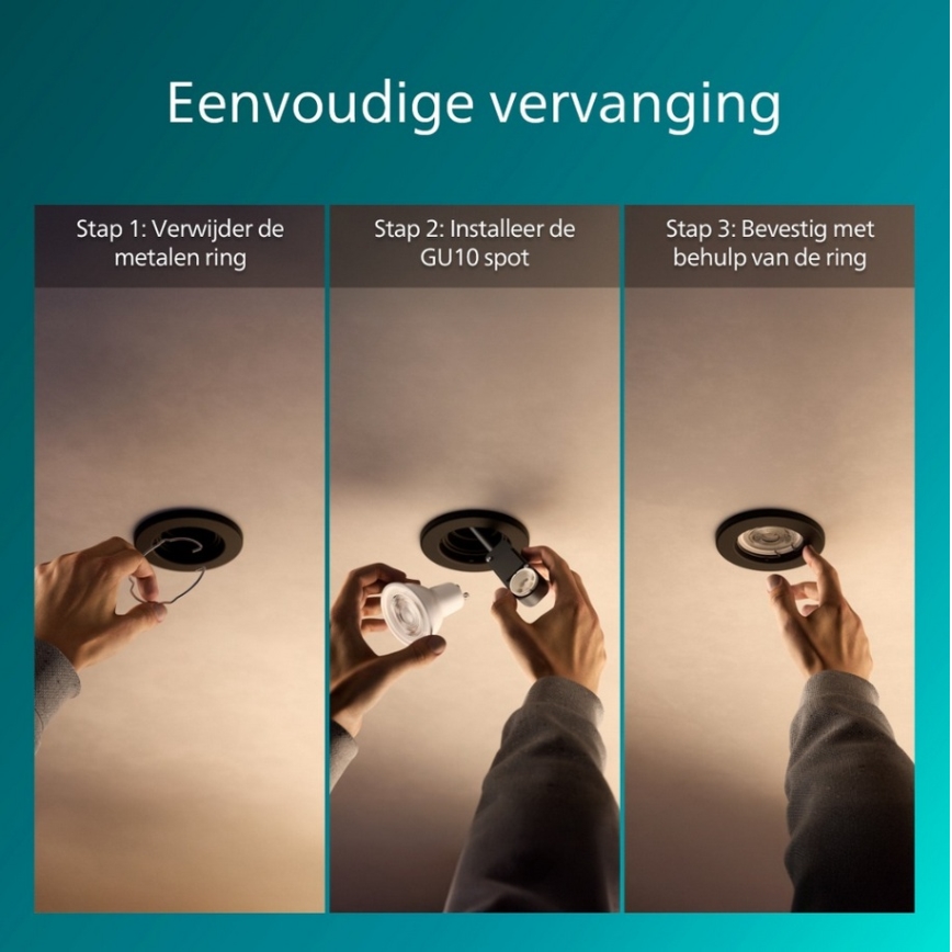 Philips - Вградено осветително тяло PERIDOT 1xGU10/7W/230V черно