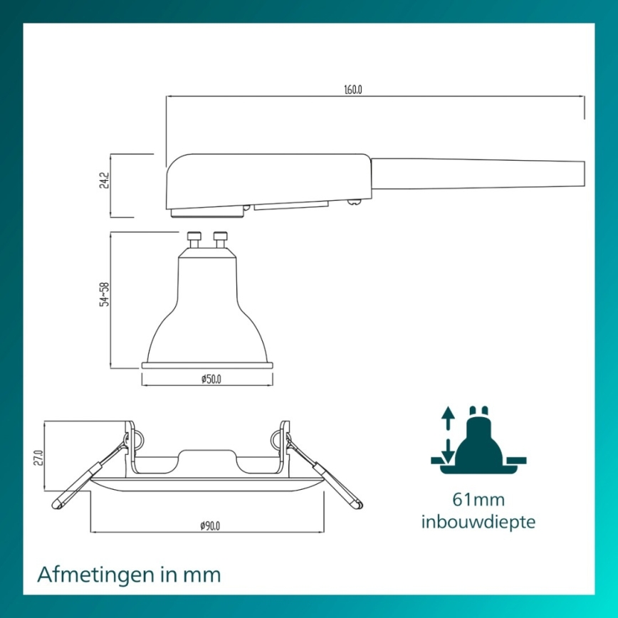 Philips - Вградено таванно осветително тяло PERIDOT 1xGU10/7W/230V бяло