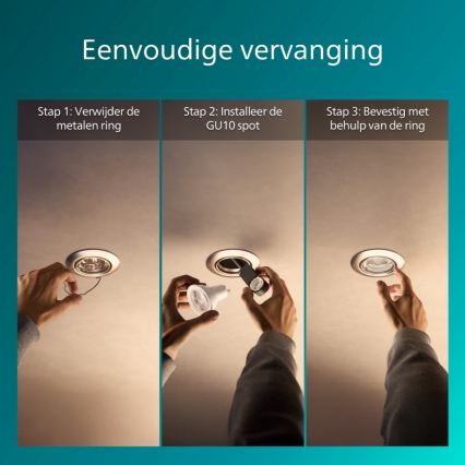 Philips - Вградено таванно осветително тяло PERIDOT 1xGU10/7W/230V сребристо