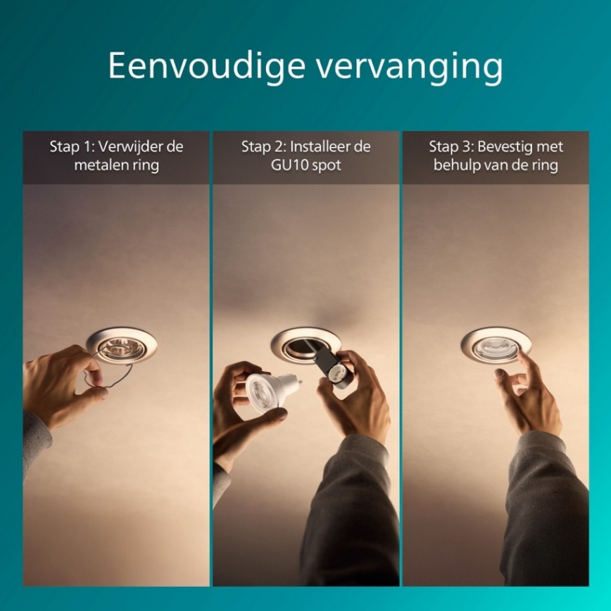 Philips - Вградено таванно осветително тяло PERIDOT 1xGU10/7W/230V сребристо