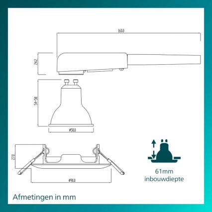 Philips - Вградено таванно осветително тяло PERIDOT 1xGU10/7W/230V сребристо