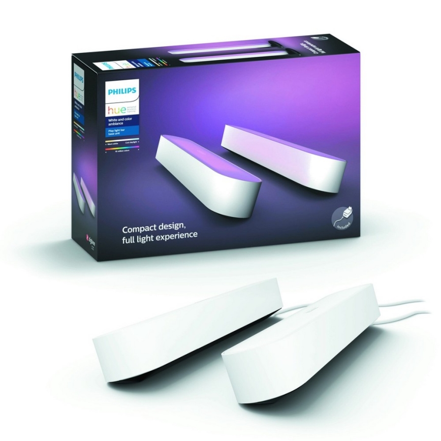 Philips – К-кт 2бр. LED RGB Димируема настолна лампа Hue PLAY DUAL PACK White And Colour Ambiance LED/6W/230V бяла