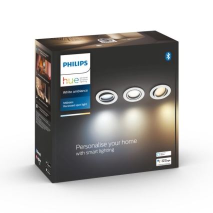 Philips - К-кт 3 бр. LED димируеми лунички Hue MILLISKIN 1xGU10/5,7W/230V 2200-6500K