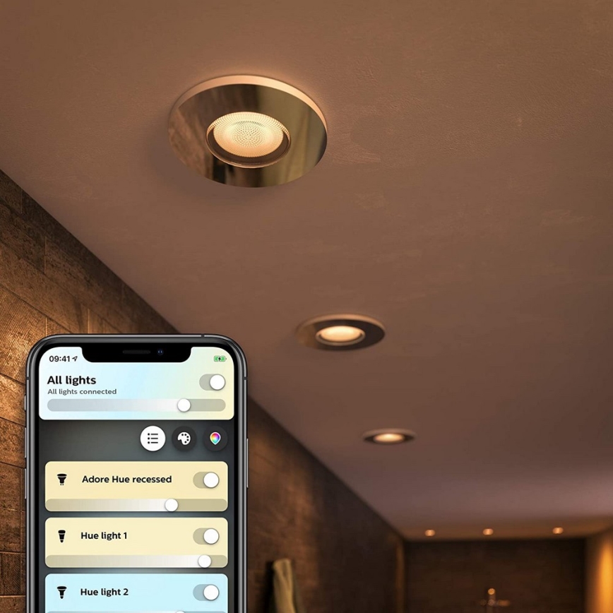 Philips - К-кт 3 бр. LED димируеми лунички за баня Hue ADORE 1xGU10/5W/230V IP44 + дистанционно