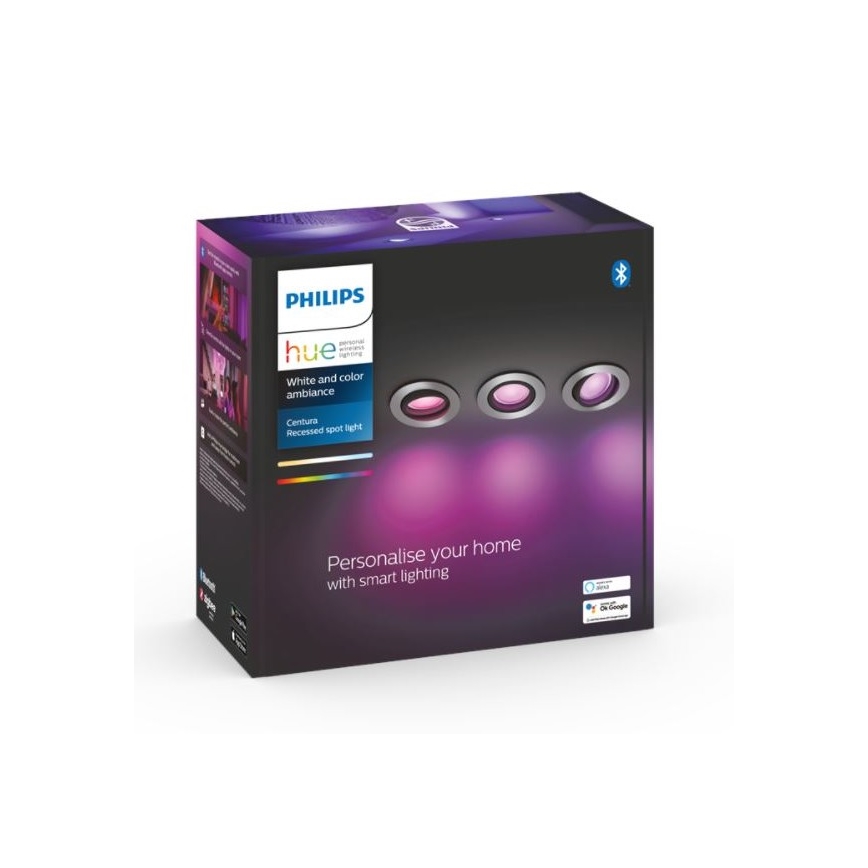 Philips - К-кт 3 бр. LED RGB димируеми лунички Hue CENTURA 1xGU10/5,7W/230V 2000-6500K