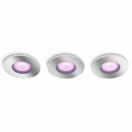 Philips - К-кт 3 бр. LED RGB димируеми лунички за баня Hue XAMENTO 1xGU10/5,7W/230V IP44 2000-6500K