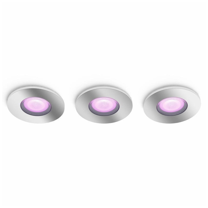 Philips - К-кт 3 бр. LED RGB димируеми лунички за баня Hue XAMENTO 1xGU10/5,7W/230V IP44 2000-6500K