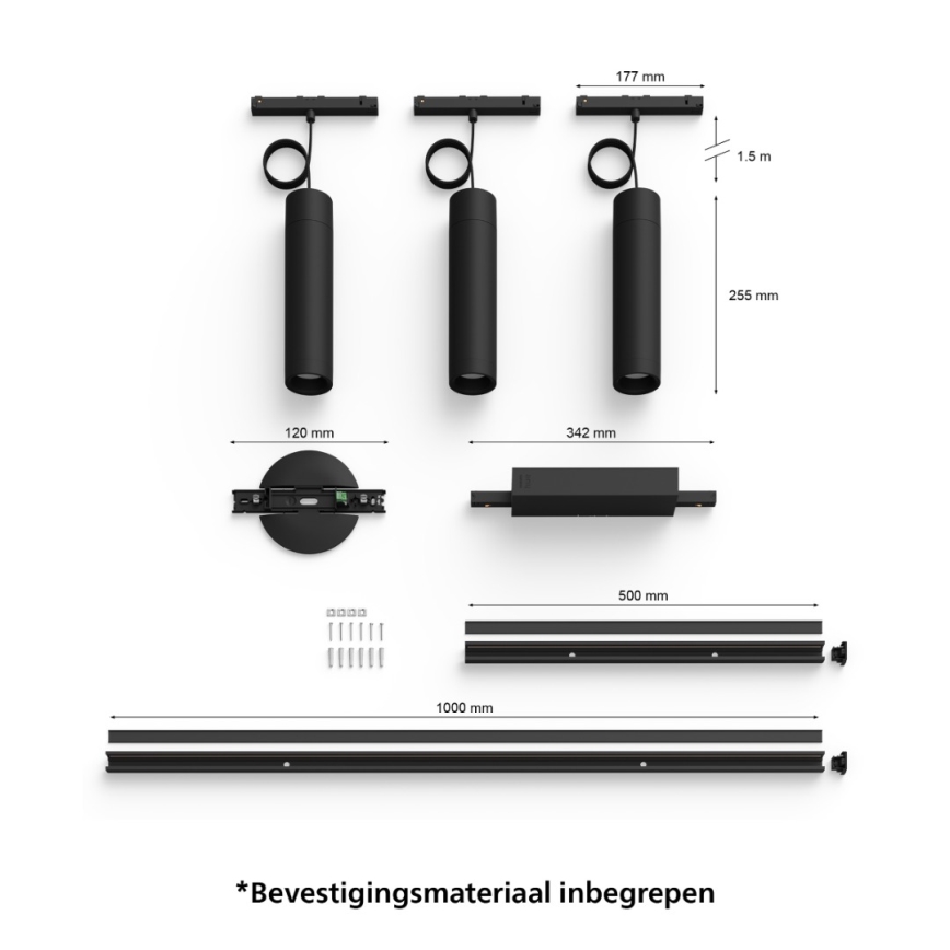 Philips - К-кт 3 бр. LED RGBW димируем пендел за релсова система Hue PERIFO LED/15,6W/230V 2000-6500K