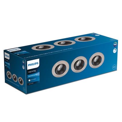 Philips - К-кт 3бр. LED димируеми лунички за баня ABROSA LED/9W/230V IP44