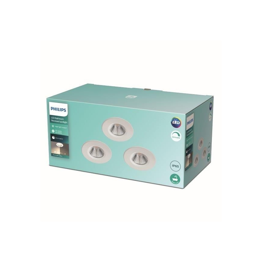 Philips - К-кт 3бр. LED димируеми лунички за баня LED/5,5W/230V 2700K IP65
