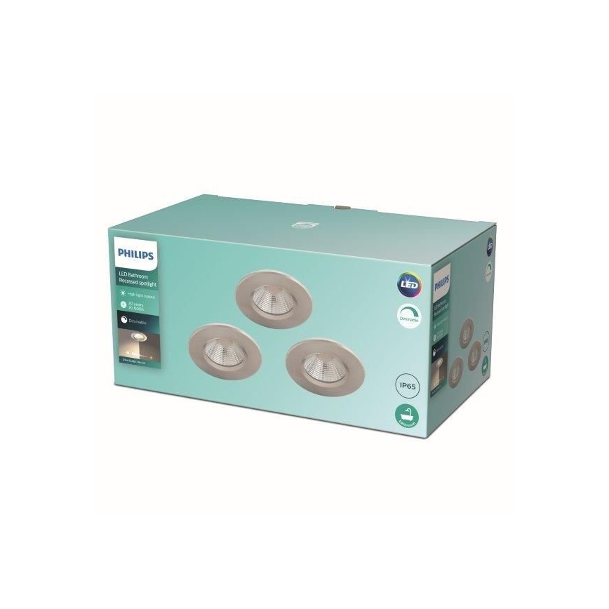 Philips - К-кт 3бр. LED димируеми лунички за баня LED/5,5W/230V 2700K IP65