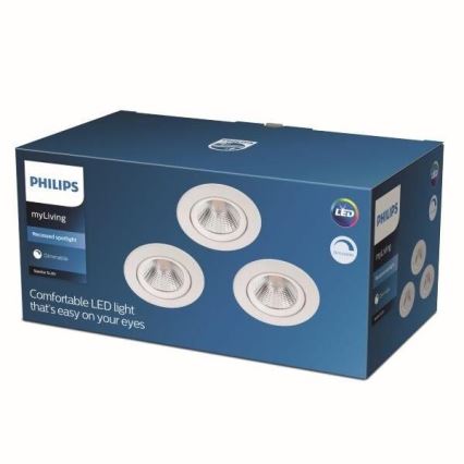 Philips - К-кт 3бр. LED Димируеми лунички LED/5,5W/230V 2700K