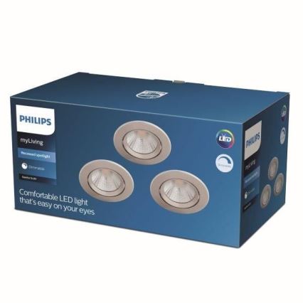 Philips - К-кт 3бр. LED Димируеми лунички LED/5,5W/230V 2700K