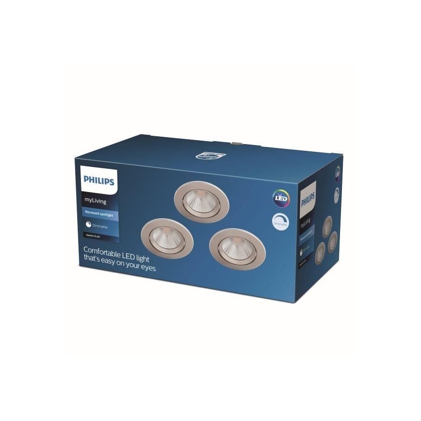 Philips - К-кт 3бр. LED Димируеми лунички LED/5,5W/230V 2700K