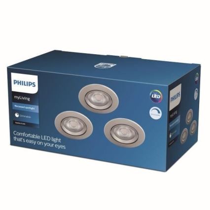 Philips - К-кт 3бр. LED димируеми лунички LED/5W/230V 2700K