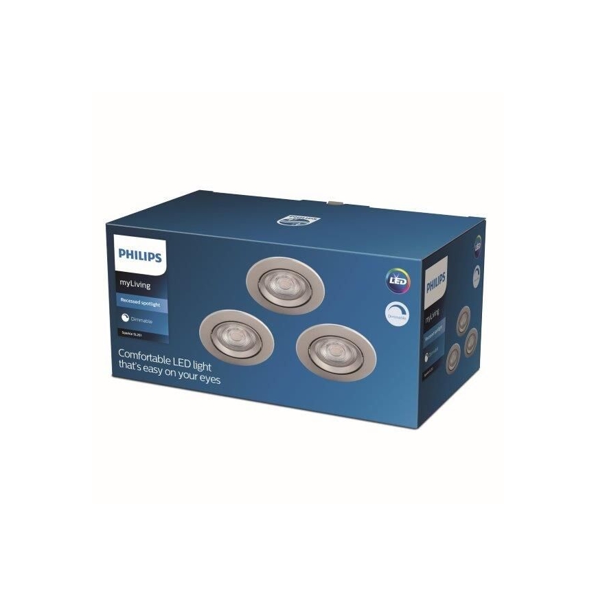 Philips - К-кт 3бр. LED димируеми лунички LED/5W/230V 2700K
