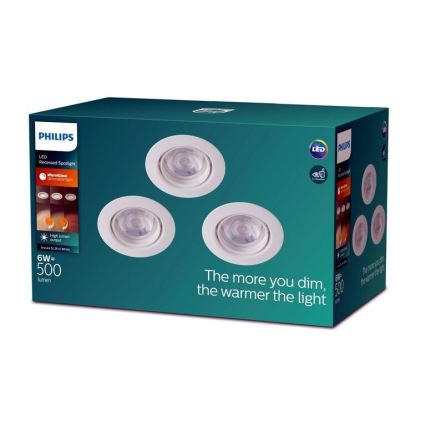 Philips - К-кт 3бр.LED димируеми лунички IMPALA Warm Glow LED/6W/230V