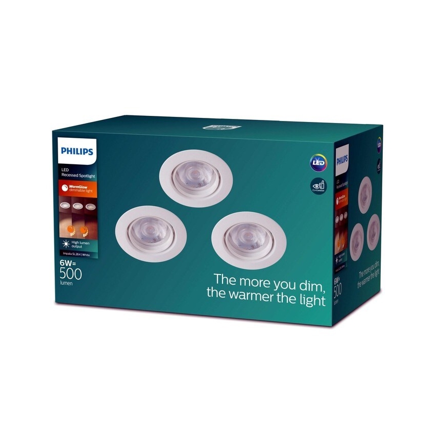 Philips - К-кт 3бр.LED димируеми лунички IMPALA Warm Glow LED/6W/230V