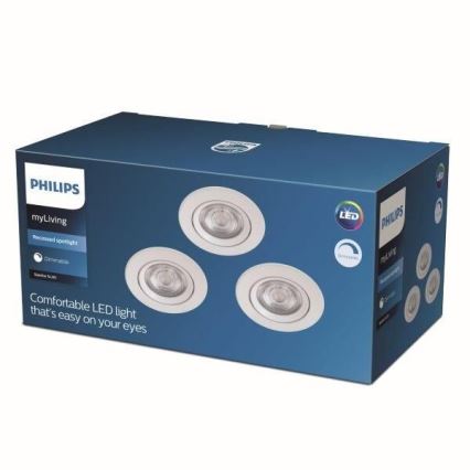 Philips - К-кт 3бр. LED димируеми лунички за вграждане LED/5W/230V 2700K