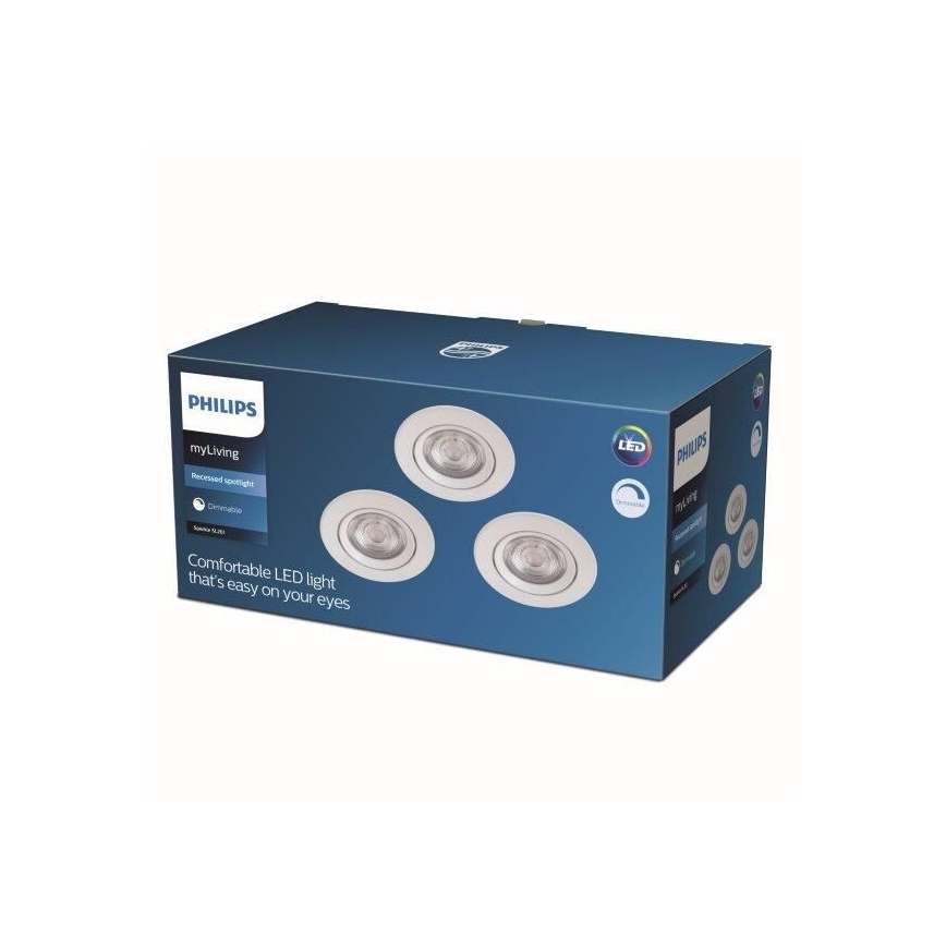 Philips - К-кт 3бр. LED димируеми лунички за вграждане LED/5W/230V 2700K