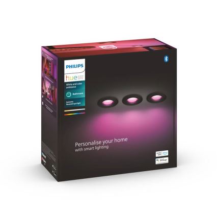 Philips -К-кт 3бр. LED RGBW димируеми лунички за баня Hue XAMENTO 1xGU10/5,7W/230V 2200-6500K IP44