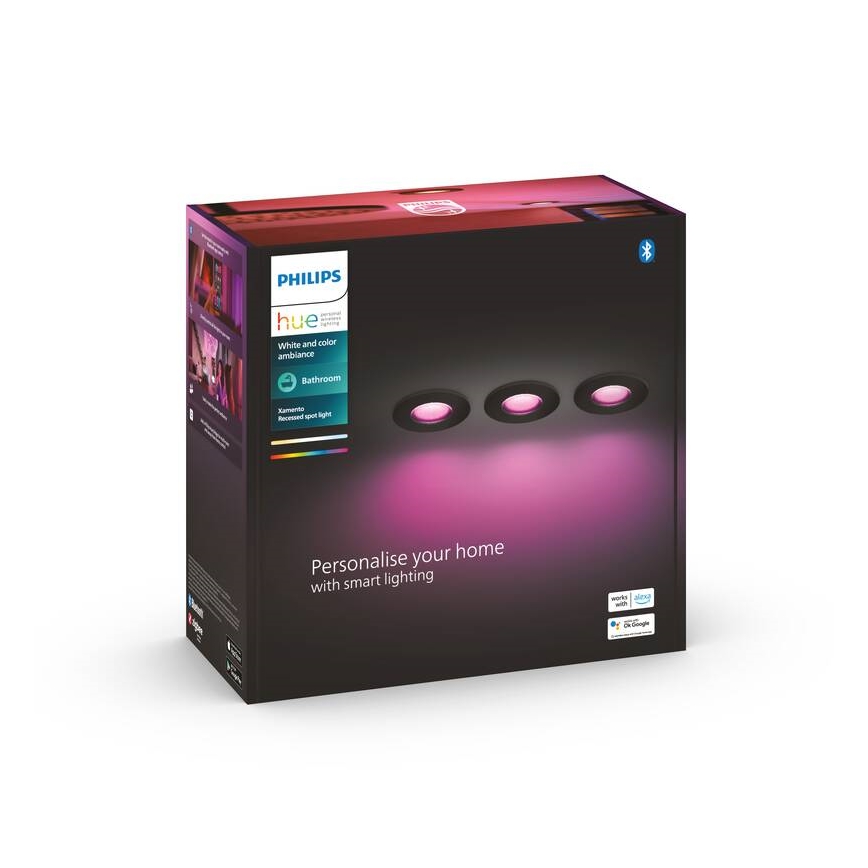 Philips -К-кт 3бр. LED RGBW димируеми лунички за баня Hue XAMENTO 1xGU10/5,7W/230V 2200-6500K IP44
