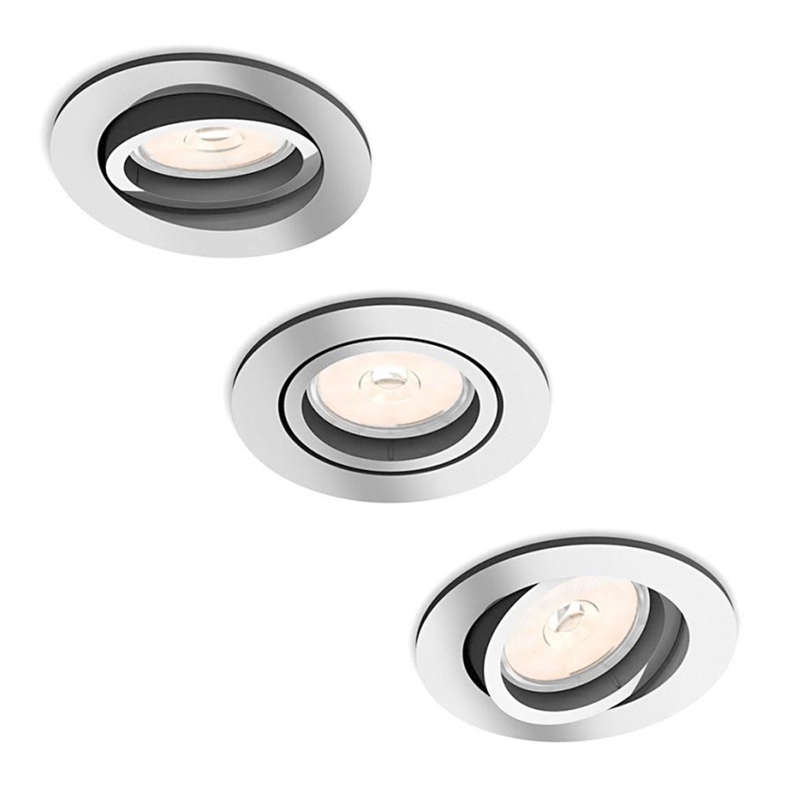 Philips - К-кт 3бр. лунички 1xGU10/5,5W/230V лъскав хром