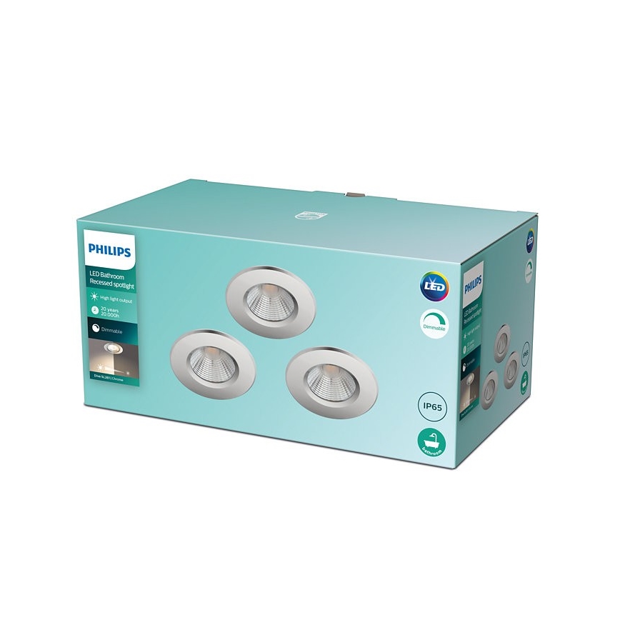 Philips - К-кт 3x LED Димируема лампа за баня DIVE 1xLED/5,5W/230V IP65