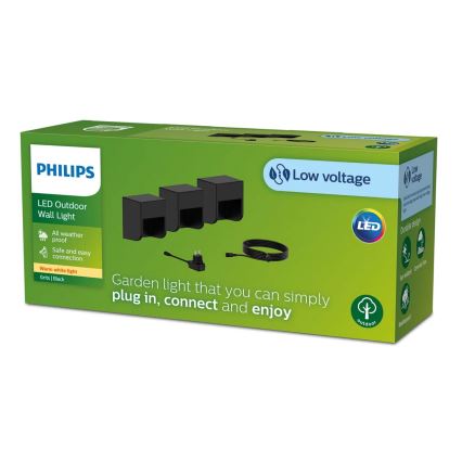 Philips - К-кт 3x LED Екстериорен аплик GRITS LED/1,5W/24/230V IP44