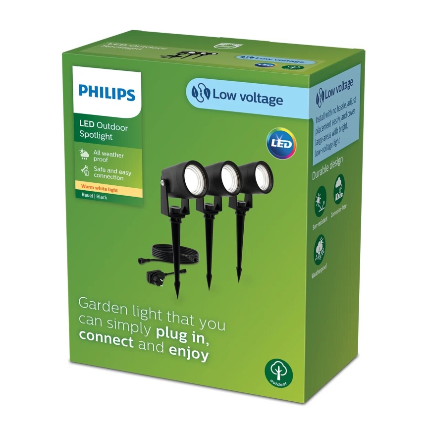Philips - К-кт 3x LED Екстериорна лампа GARDENLINK REUEL LED/1,5W/230V 2700K IP44