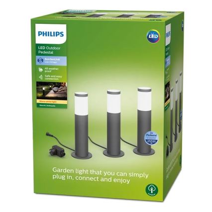 Philips - К-кт 3x LED Екстериорна лампа GARDENLINK LED/24W/230V 2700K IP44