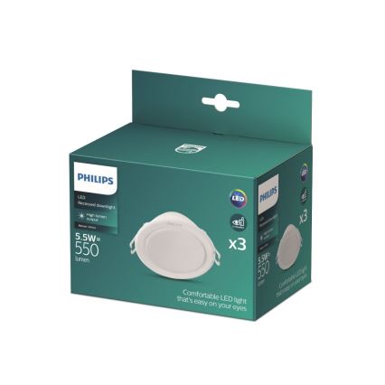 Philips - К-кт 3x LED Лампа за окачен таван MESON LED/5,5W/230V 4000K