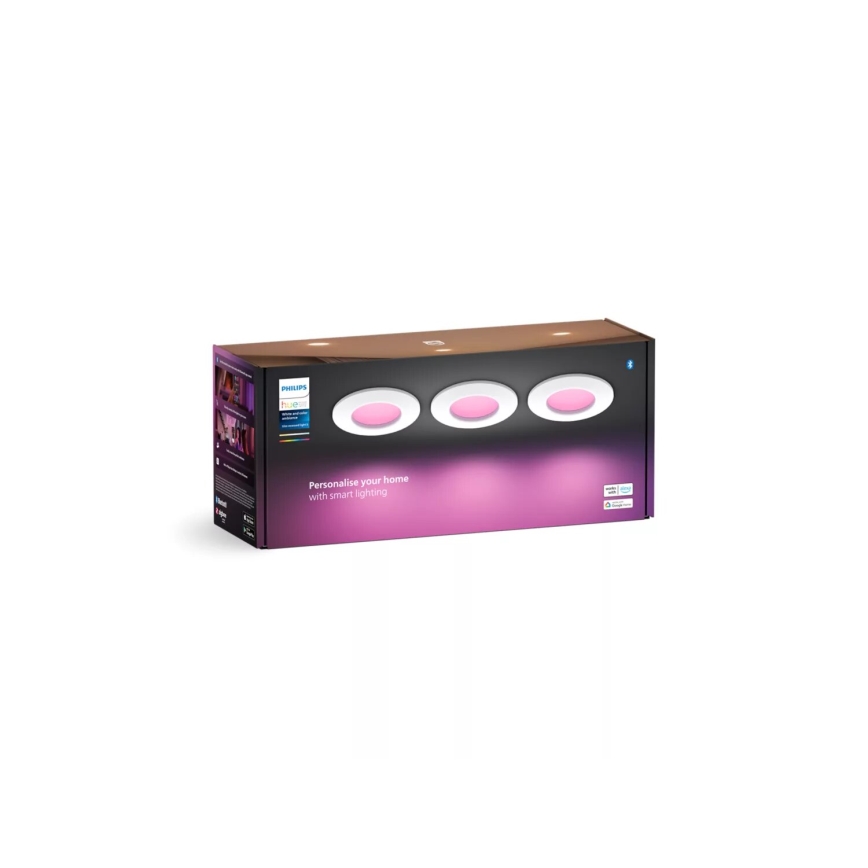 Philips - К-кт 3x LED RGBW Димируема лампа за окачен таван на баня Hue SLIM LED/8,3W/230V IP44 2000-6500K