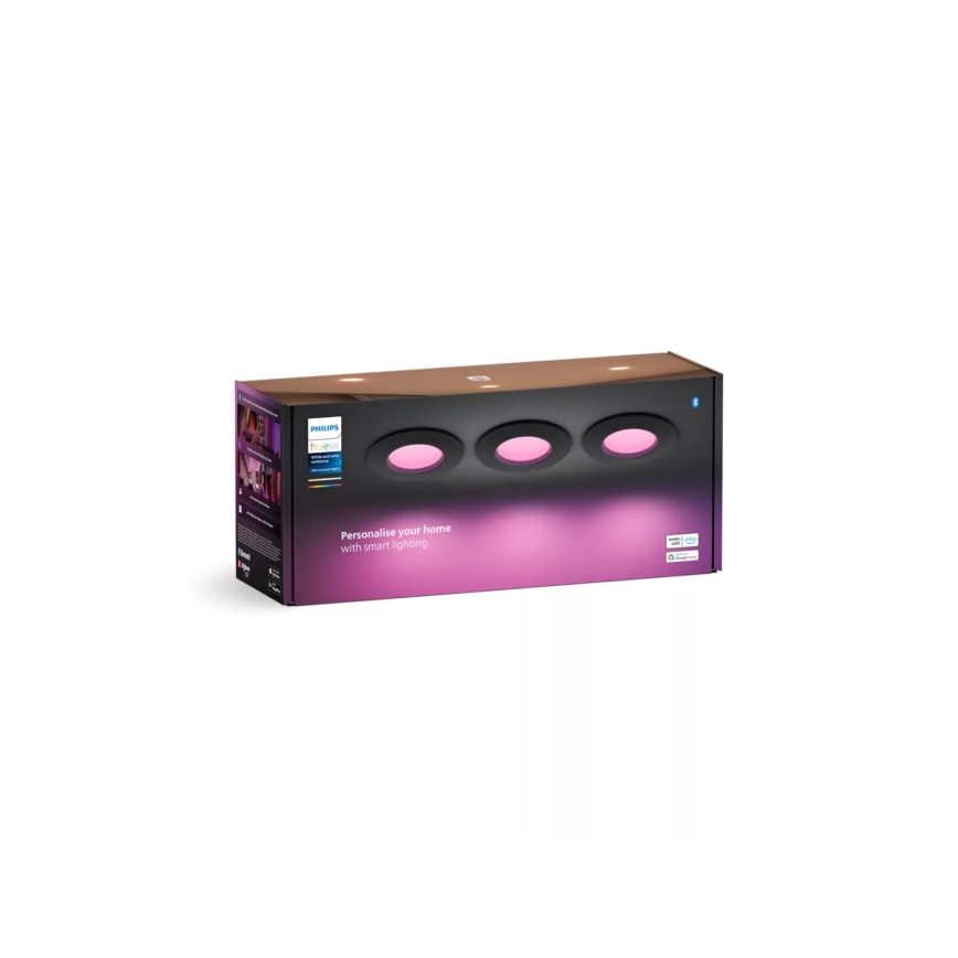 Philips - К-кт 3x LED RGBW Димируема лампа за окачен таван на баня Hue SLIM LED/8,3W/230V IP44 2000-6500K
