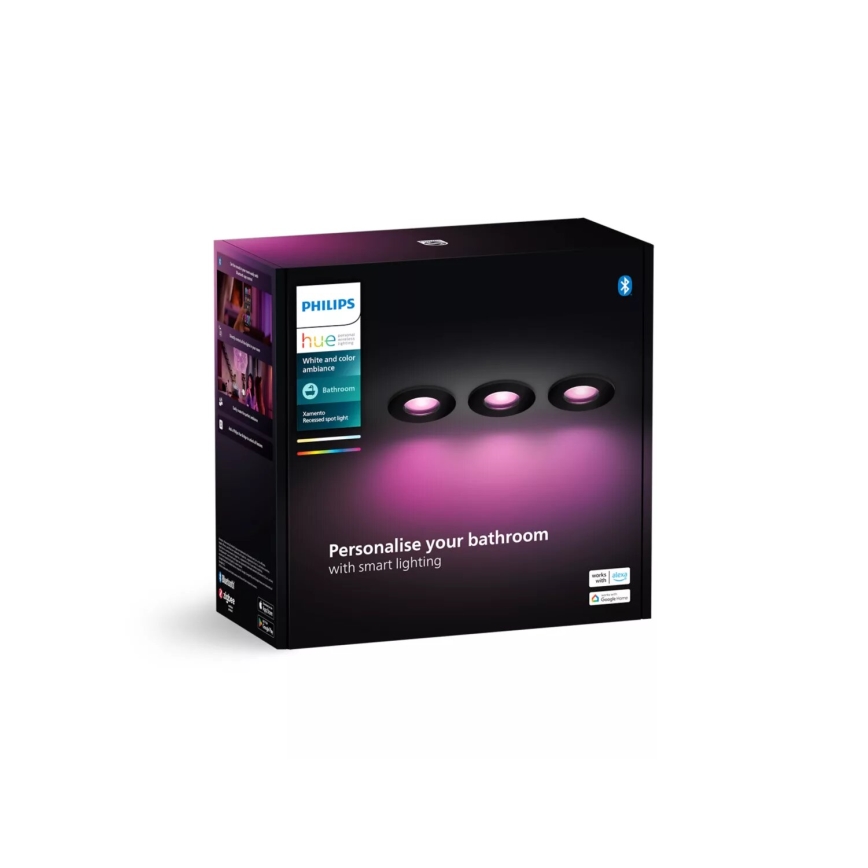 Philips - К-кт 3x LED RGBW Димируема лампа за окачен таван на баня Hue XAMENTO 1xGU10/4,2W/230V 2000-6500K IP44