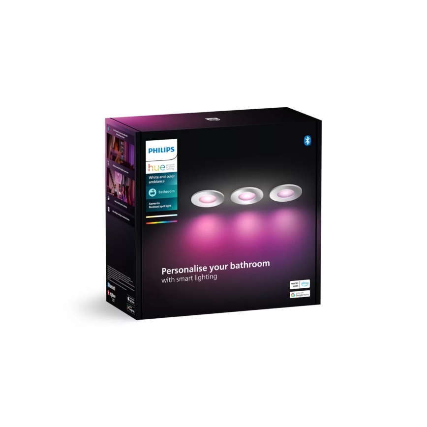 Philips - К-кт 3x LED RGBW Димируема лампа за окачен таван на баня Hue XAMENTO 1xGU10/4,2W/230V IP44 2000-6500K