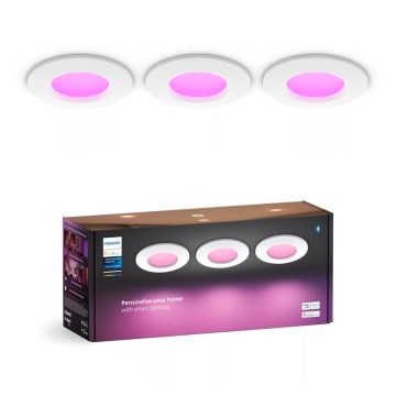 Philips - К-кт 3x LED RGBW Димируема лампа за окачен таван на баня Hue SLIM LED/8,3W/230V IP44 2000-6500K