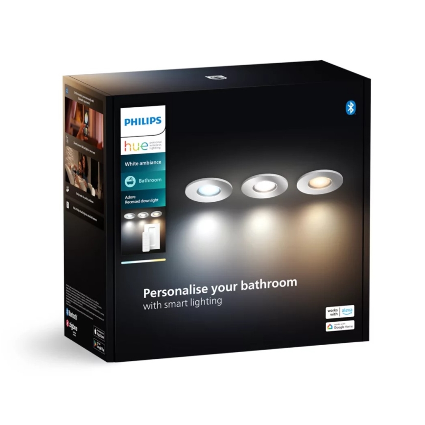 Philips - К-кт 3x LED Димируема лампа за вграждане в баня Hue ADORE BATHROOM 1xGU10/4,2W/230V 2200-6500K IP44