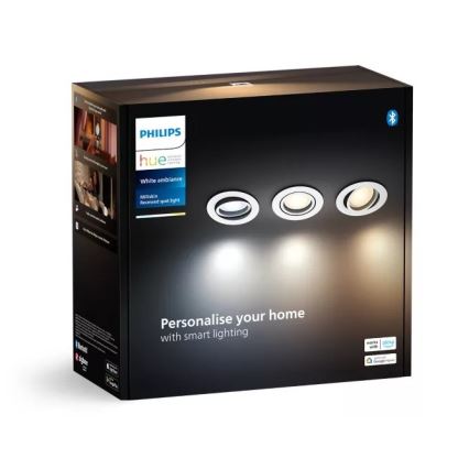 Philips - К-кт 3x LED Димируема лампа за вграждане Hue MILLISKIN 1xGU10/4,2W/230 2200-6500K