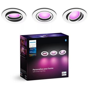 Philips - К-кт 3xLED RGBW Димируема лампа за вграждане Hue CENTURA 1xGU10/4,2W/230V 2000-6500K