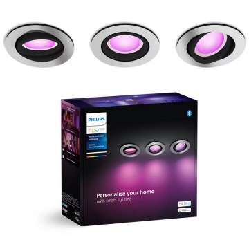 Philips - К-кт 3xLED RGBW Димируема лампа за вграждане Hue CENTURA 1xGU10/4,2W/230V 2000-6500K