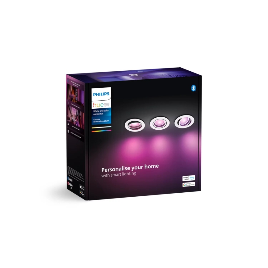 Philips - К-кт 3xLED RGBW Димируема лампа за вграждане Hue CENTURA 1xGU10/4,2W/230V 2000-6500K