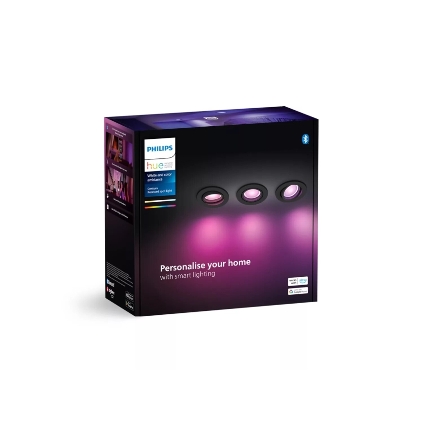 Philips - К-кт 3xLED RGBW Димируема лампа за вграждане Hue CENTURA 1xGU10/4,2W/230V 2000-6500K