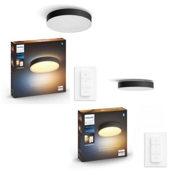 Philips - КОМПЛЕКТ 1x димируема LED таванна лампа Hue ENRAVE Ø 42,5 см LED/33,5W/230V + 1x димируема LED таванна лампа Hue Ø 26,1 см LED/9,6W/230V + 2x дистанционни управления