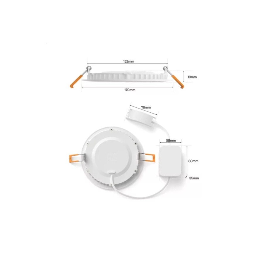 Philips - Комплект 2x димируеми вградени осветителни тела за баня LED RGBW Hue SLIM LED/12W/230V 2000-6500K бели IP44