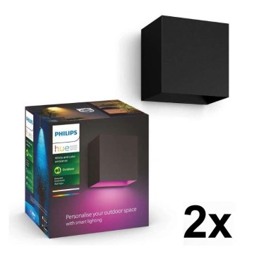 Philips - Комплект 2x LED RGBW димируеми външни стенни осветителни тела Hue RESONATE LED/8W/230V 2000-6500K IP44