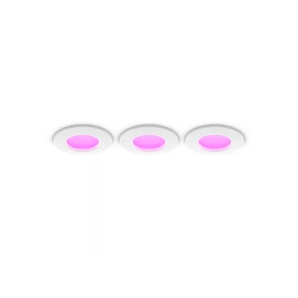 Philips - KОМПЛЕКТ 3x LED RGBW Димируемо вградено осветително тяло за баня Hue SLIM LED/8,3W/230V 1000-20000K бяло P44