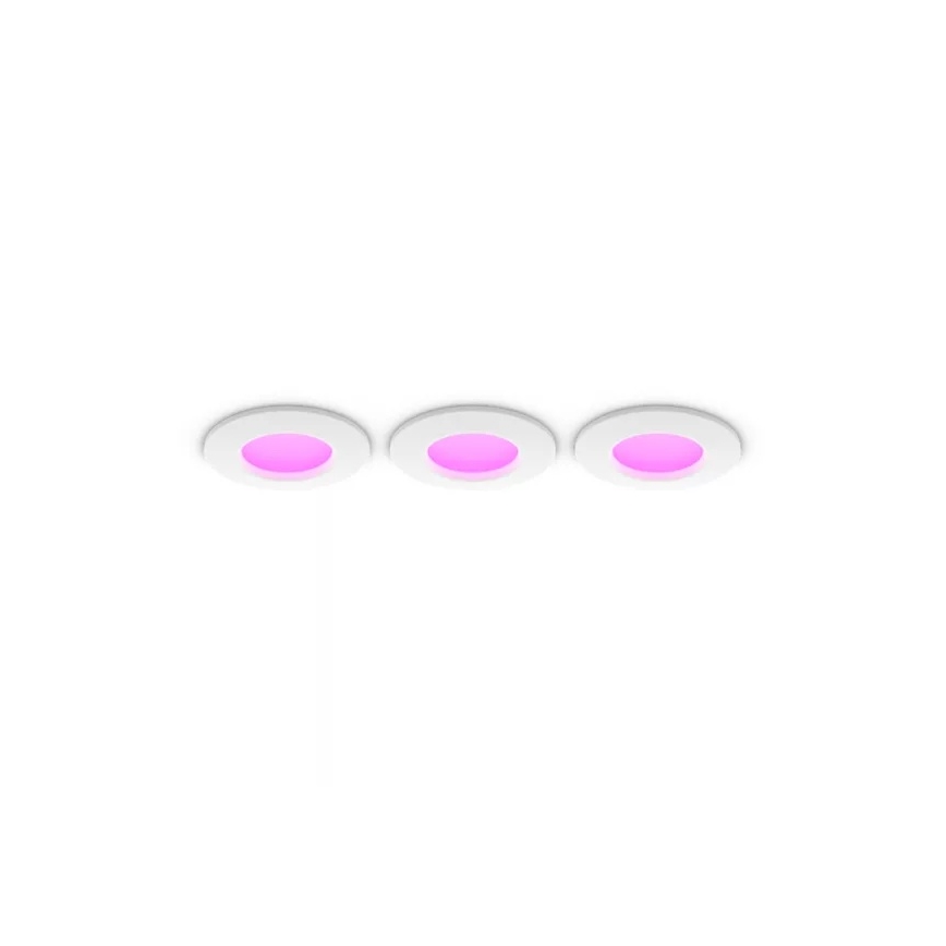 Philips - KОМПЛЕКТ 3x LED RGBW Димируемо вградено осветително тяло за баня Hue SLIM LED/8,3W/230V 1000-20000K бяло P44