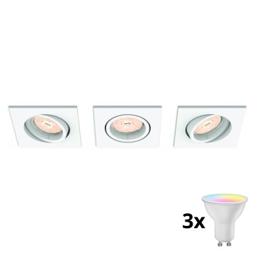 Philips - Комплект 3x димируеми вградени LED RGBW осветителни тела 1xGU10/4,8W/230V, бели + дистанционно управление